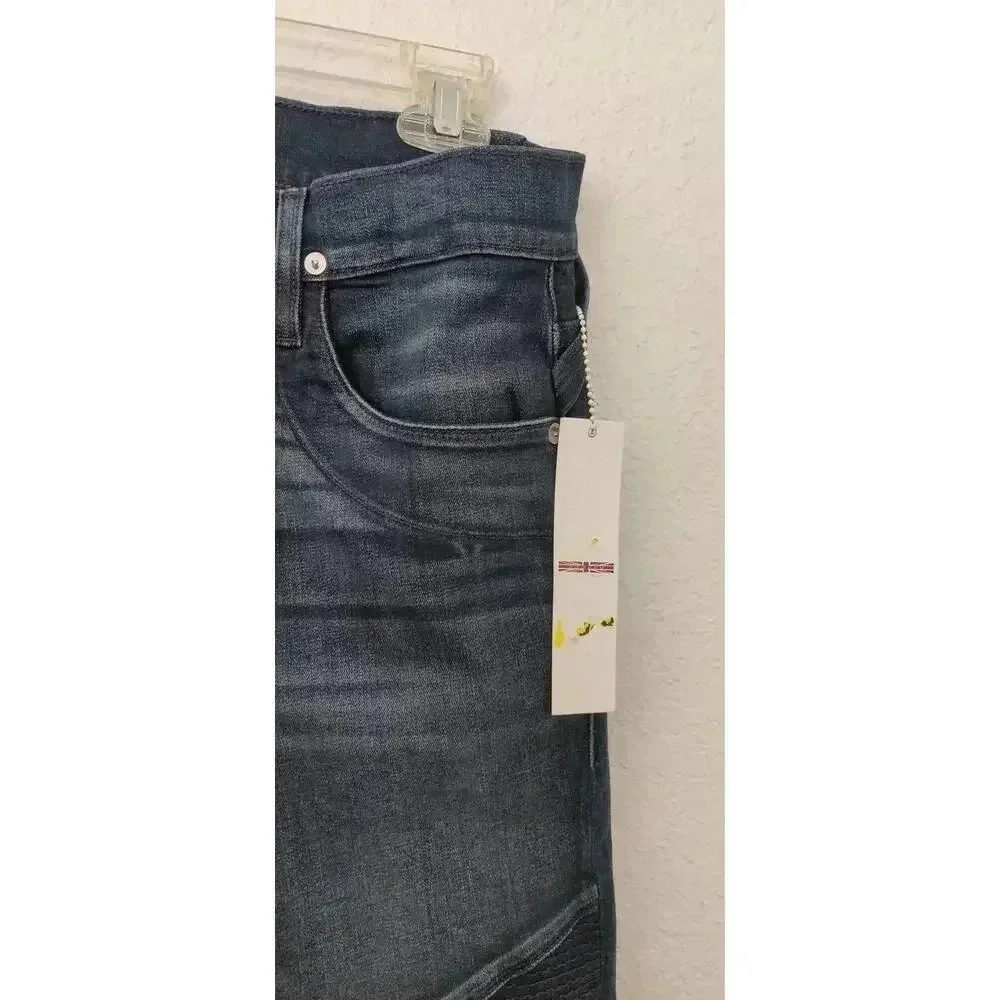 Hudson Mens Ethan Biker Skinny Jeans‎ Sz 31X33 in Hatch Dark Blue Faded Whisker